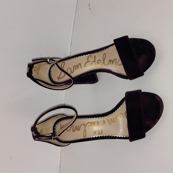 Sam Edelman Yaro Heeled Sandal in burgundy velvet Size 7 - Picture 1 of 8